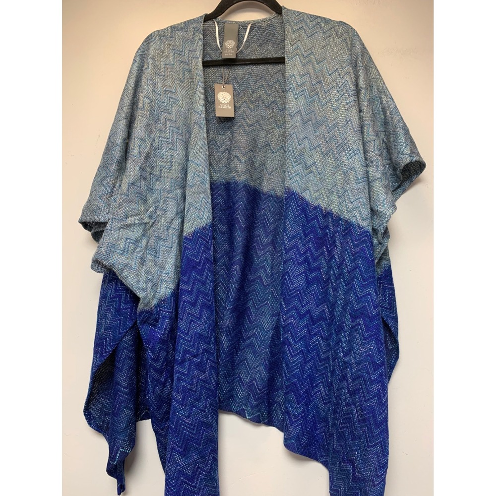 Vince Camuto Wrap Womens OS Blue‎ NEW Chevron Metallic Colorblock Kimono